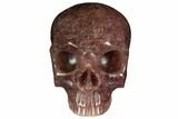 Realistic, Carved Strawberry Quartz Crystal Skull #150992-2